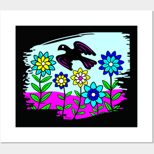 Blackbird Flower Garden Posters and Art